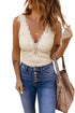 Lace Crochet Rib Knit Sleeveless V Neck Bodysuit